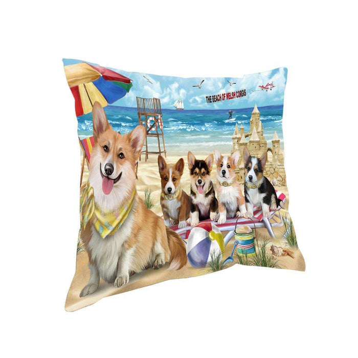 Pet Friendly Beach Welsh Corgis Dog Pillow PIL56304