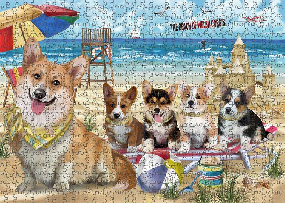 Pet Friendly Beach Welsh Corgis Dog Puzzle with Photo Tin PUZL54042