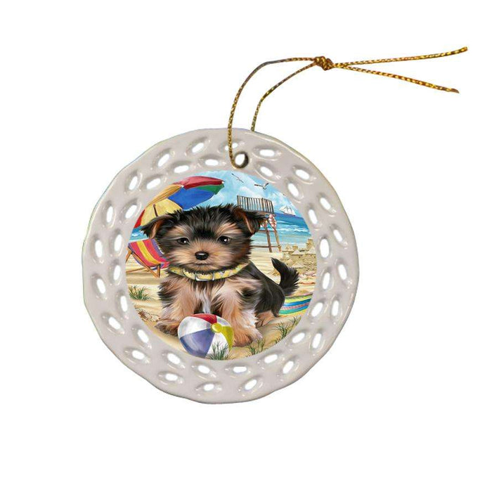 Pet Friendly Beach Yorkshire Terrier Dog Ceramic Doily Ornament DPOR50122
