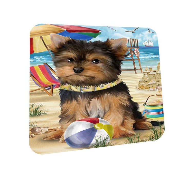 Pet Friendly Beach Yorkshire Terrier Dog Coasters Set of 4 CST50078 Coasters Set of 4 CST50078