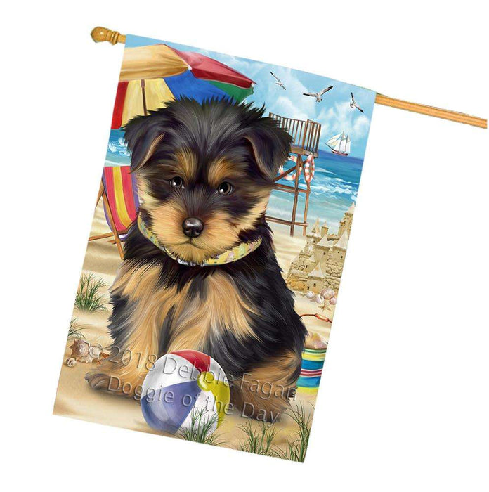 Pet Friendly Beach Yorkshire Terrier Dog House Flag FLG50086