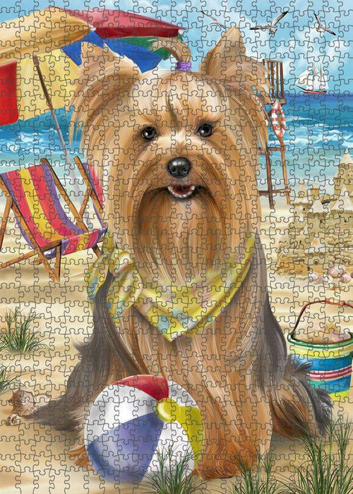 Pet Friendly Beach Yorkshire Terrier Dog Puzzle with Photo Tin PUZL54060
