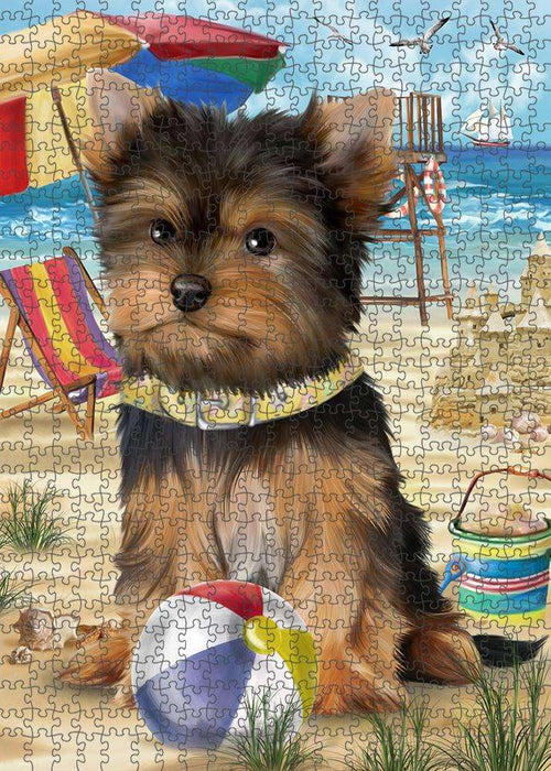 Pet Friendly Beach Yorkshire Terrier Dog Puzzle with Photo Tin PUZL54063