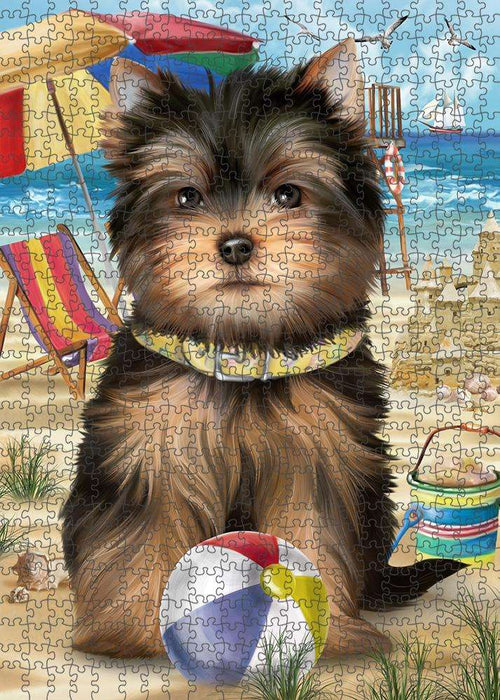 Pet Friendly Beach Yorkshire Terrier Dog Puzzle with Photo Tin PUZL54066