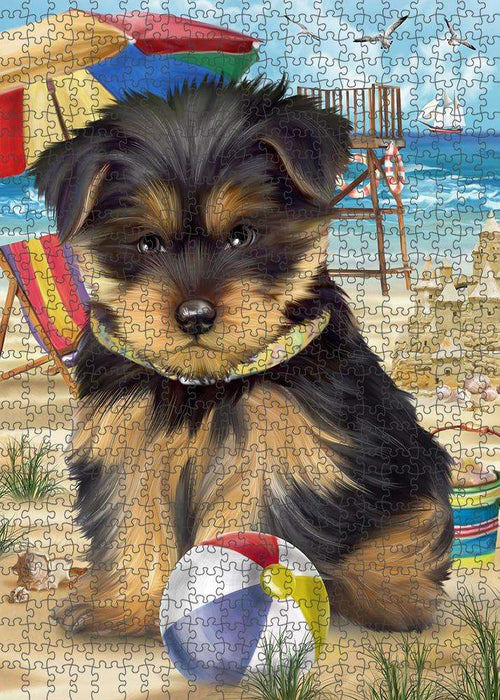 Pet Friendly Beach Yorkshire Terrier Dog Puzzle with Photo Tin PUZL54069