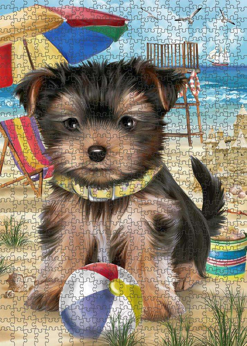 Pet Friendly Beach Yorkshire Terrier Dog Puzzle with Photo Tin PUZL54072
