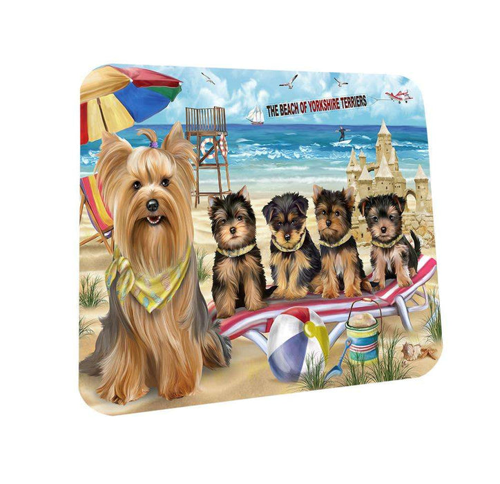 Pet Friendly Beach Yorkshire Terriers Dog Coasters Set of 4 CST50082 Coasters Set of 4 CST50082