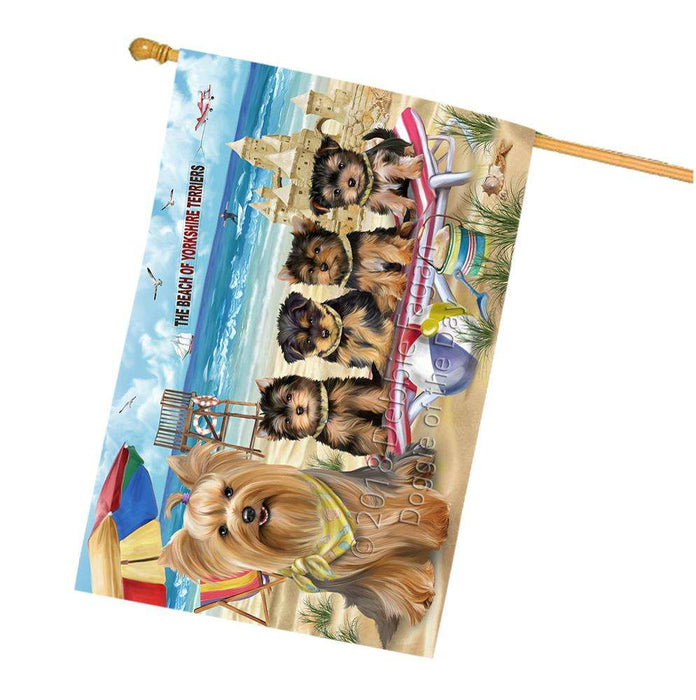 Pet Friendly Beach Yorkshire Terriers Dog House Flag FLG50088