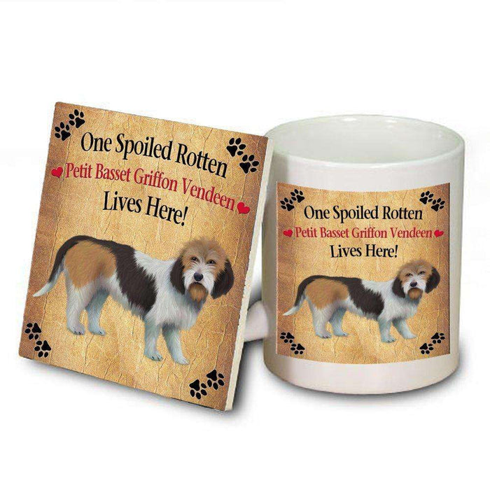 Petit Basset Griffon Vendeen Spoiled Rotten Dog Mug and Coaster Set