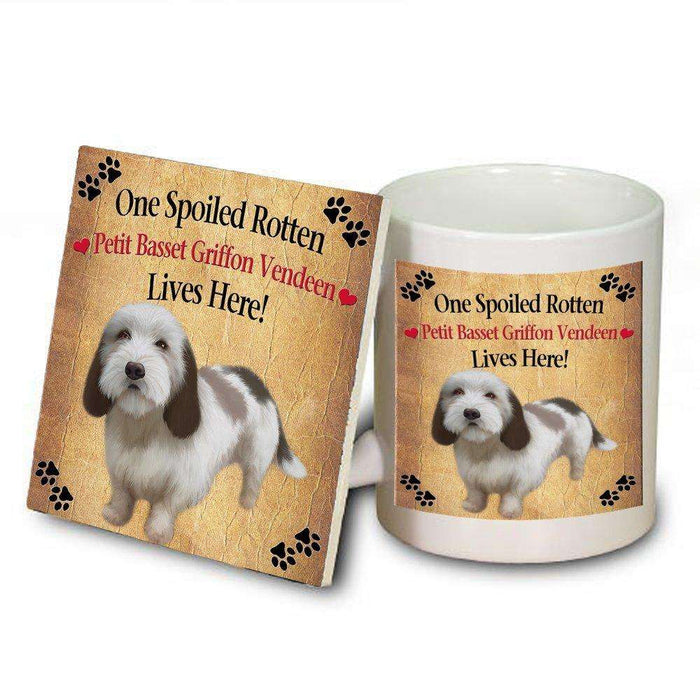 Petit Basset Griffon Vendeen Spoiled Rotten Dog Mug and Coaster Set