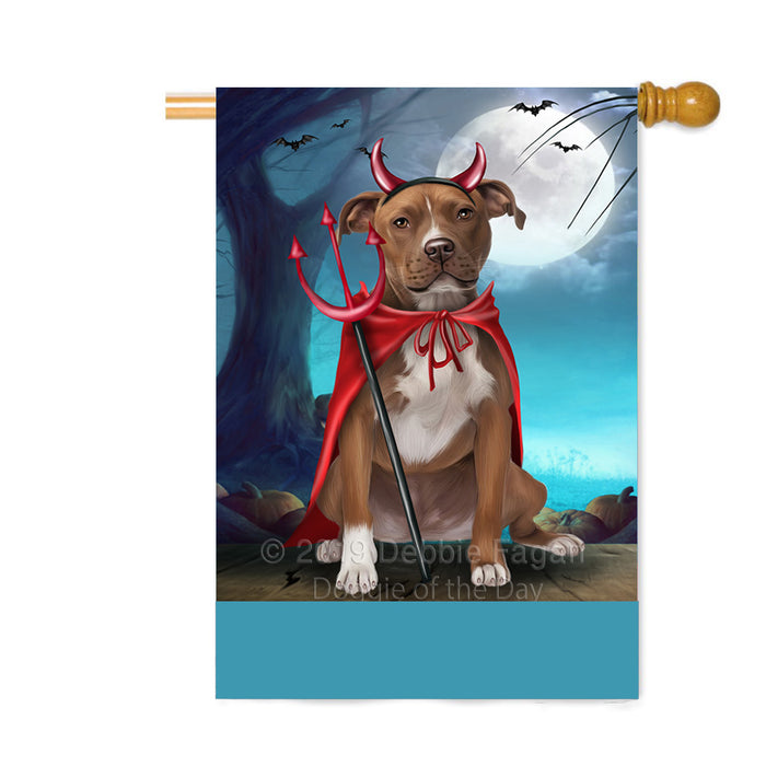 Personalized Happy Halloween Trick or Treat Pibull Dog Devil Custom House Flag FLG64172