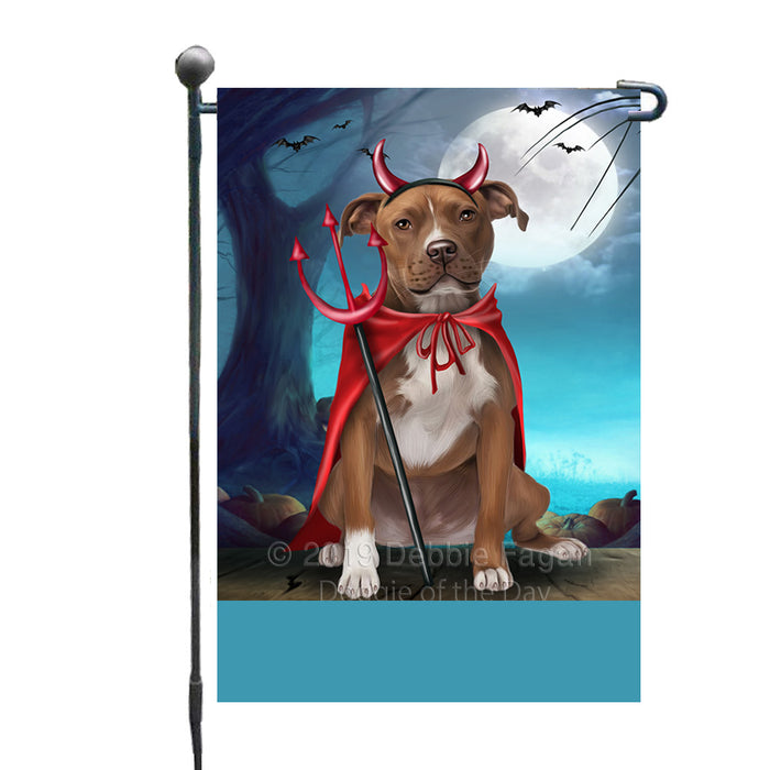 Personalized Happy Halloween Trick or Treat Pibull Dog Devil Custom Garden Flag GFLG64481