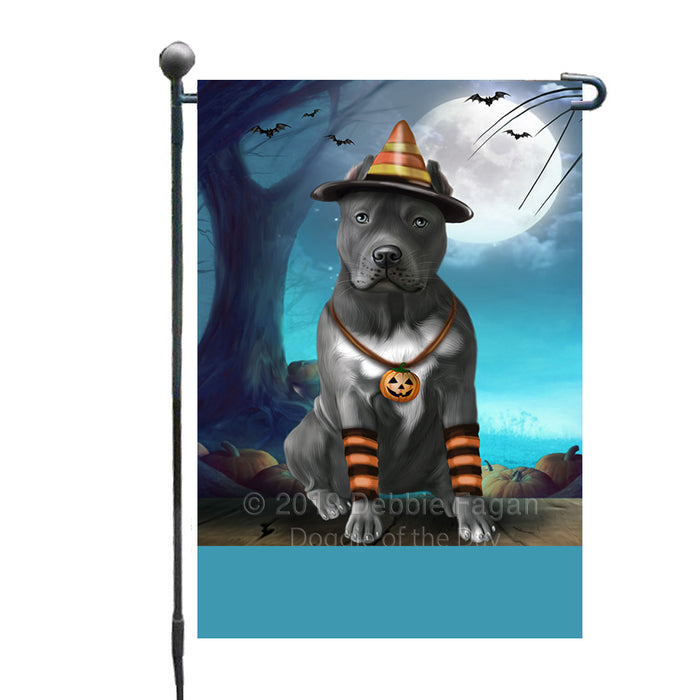Personalized Happy Halloween Trick or Treat Pibull Dog Candy Corn Custom Garden Flag GFLG64426