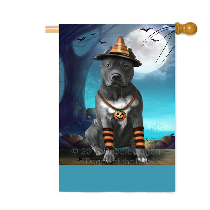 Personalized Happy Halloween Trick or Treat Pibull Dog Candy Corn Custom House Flag FLG64117