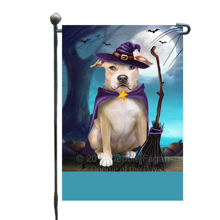 Personalized Happy Halloween Trick or Treat Pibull Dog Witch Custom Garden Flag GFLG64591