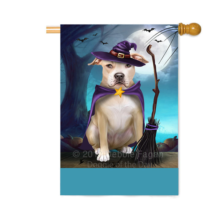 Personalized Happy Halloween Trick or Treat Pibull Dog Witch Custom House Flag FLG64282