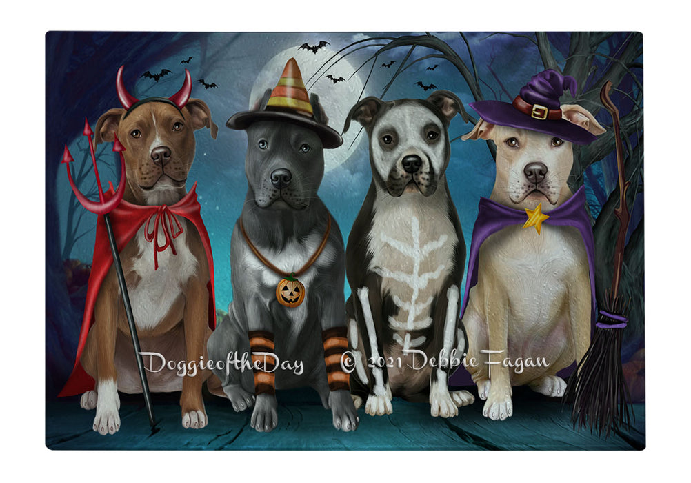 Happy Halloween Trick or Treat Pitbull Dogs Cutting Board - Easy Grip Non-Slip Dishwasher Safe Chopping Board Vegetables C79726