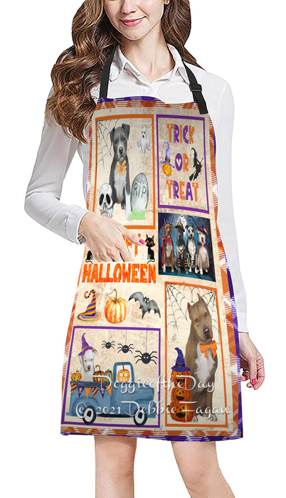 Happy Halloween Trick or Treat Pitbull Dogs Cooking Kitchen Adjustable Apron Apron49343