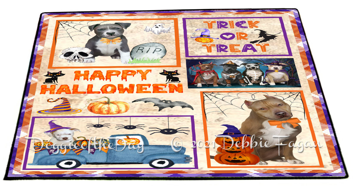 Happy Halloween Trick or Treat Pitbull Dogs Indoor/Outdoor Welcome Floormat - Premium Quality Washable Anti-Slip Doormat Rug FLMS58165