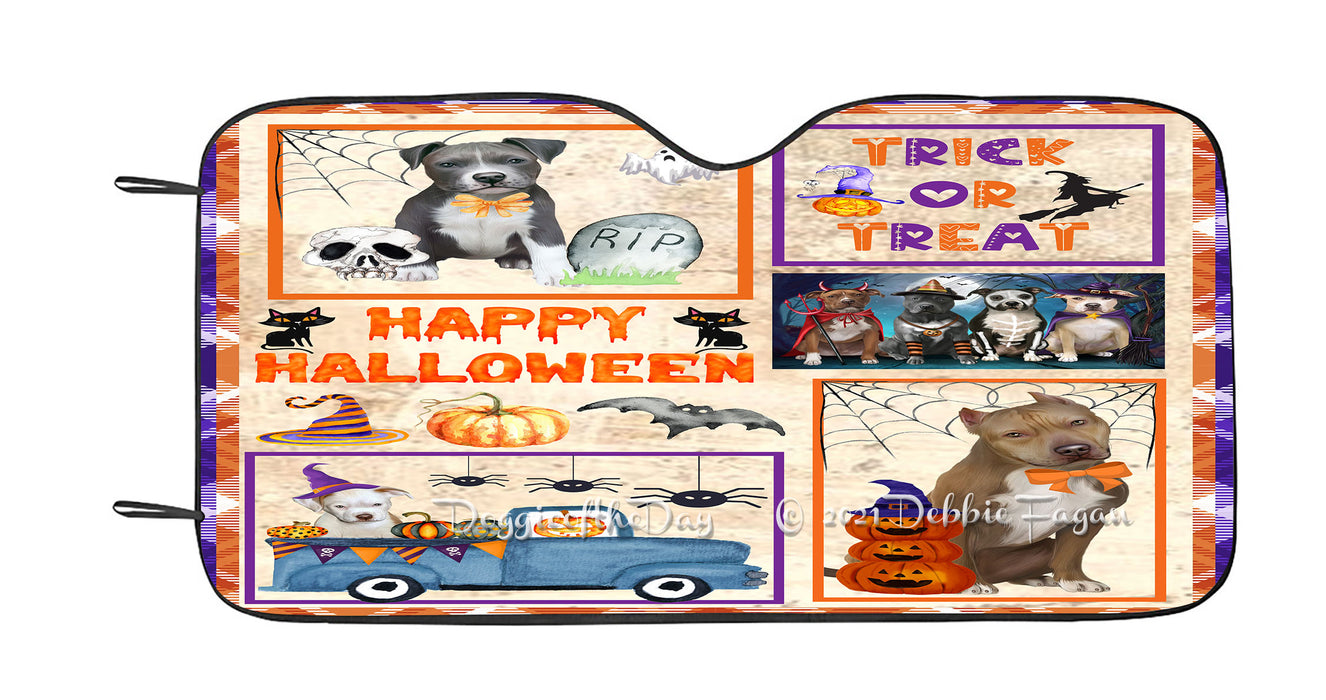 Happy Halloween Trick or Treat Pitbull Dogs Car Sun Shade Cover Curtain
