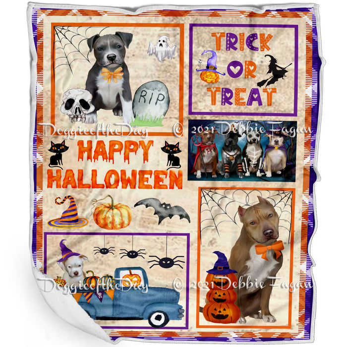Happy Halloween Trick or Treat Pitbull Dogs Blanket BLNKT143771