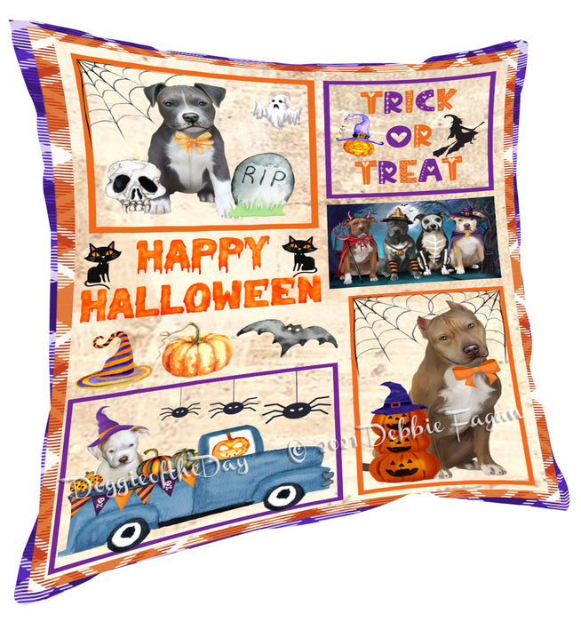 Happy Halloween Trick or Treat Pitbull Dogs Pillow with Top Quality High-Resolution Images - Ultra Soft Pet Pillows for Sleeping - Reversible & Comfort - Ideal Gift for Dog Lover - Cushion for Sofa Couch Bed - 100% Polyester