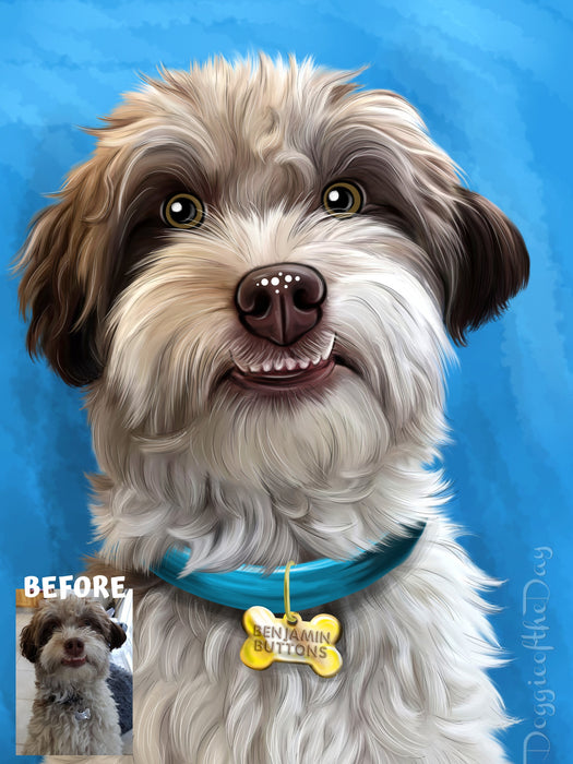 Digital Painting PERSONALIZED Caricature PET PORTRAIT! Custom Pet Dog or Cat Art