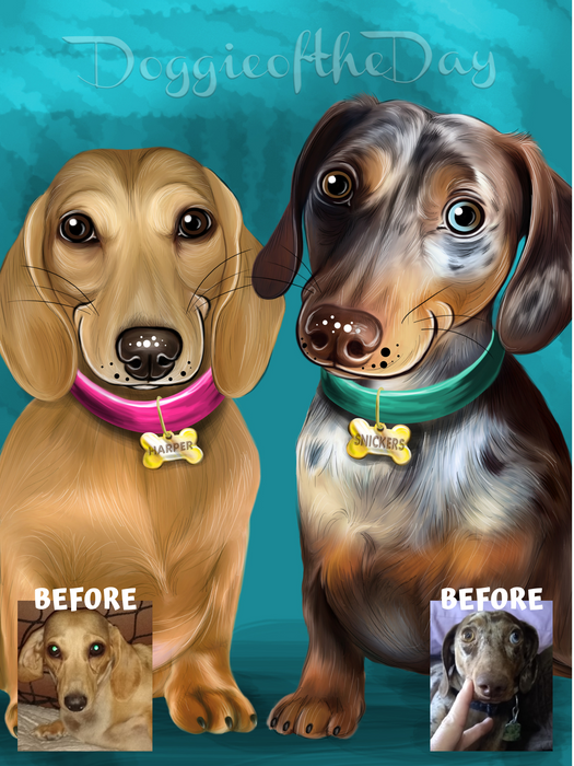 Digital Caricature PERSONALIZED Painting PET PORTRAIT! Custom Pet Photo Dog or Cat Art