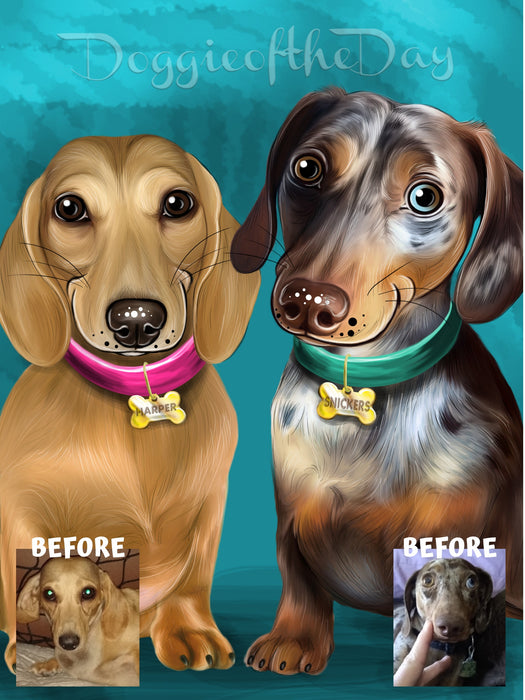 Digital Painting PERSONALIZED Caricature PET PORTRAIT! Custom Pet Dog or Cat Art