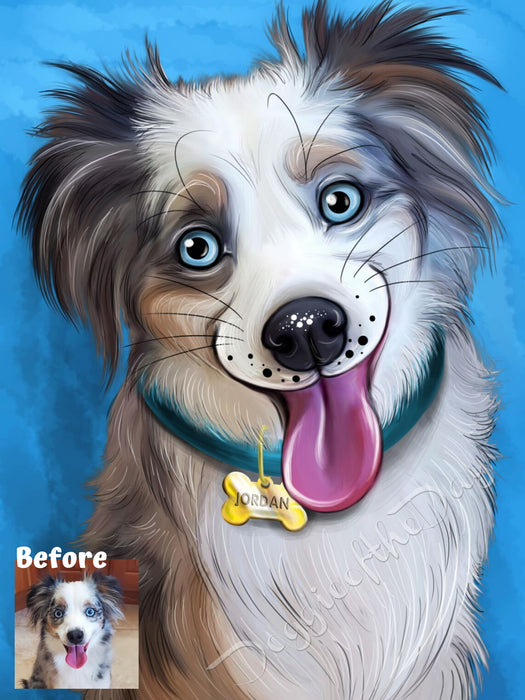 Digital Painting PERSONALIZED Caricature PET PORTRAIT! Custom Pet Dog or Cat Art