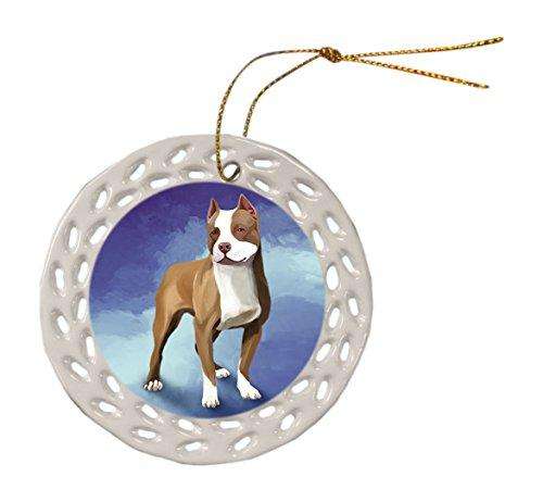 Pit Bull Dog Ceramic Doily Ornament DPOR48039