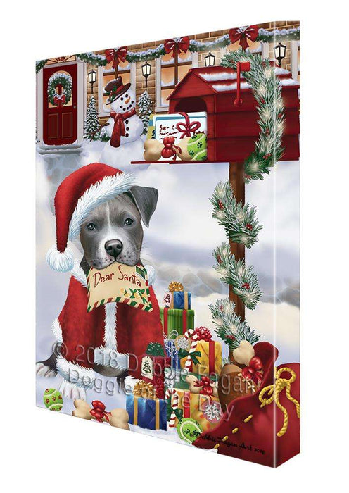 Pit bull Dog Dear Santa Letter Christmas Holiday Mailbox Canvas Print Wall Art Décor CVS103067