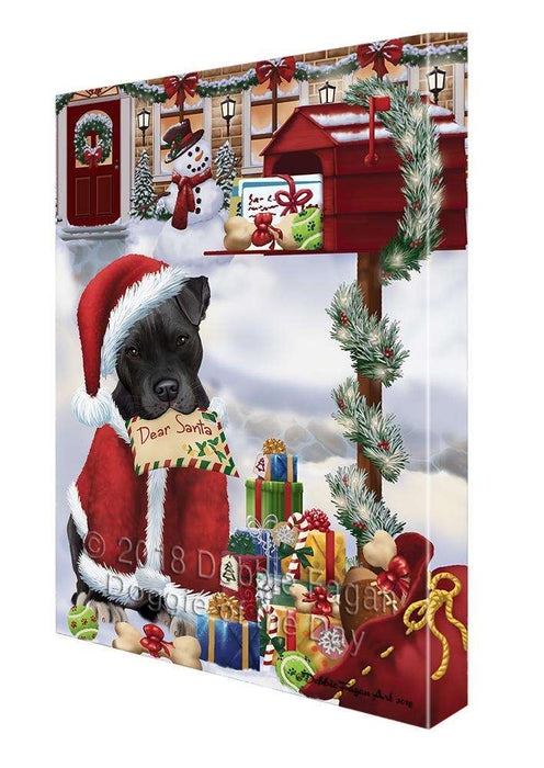 Pit bull Dog Dear Santa Letter Christmas Holiday Mailbox Canvas Print Wall Art Décor CVS103076