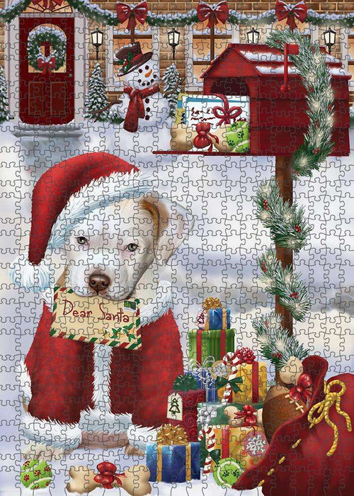 Pit bull Dog Dear Santa Letter Christmas Holiday Mailbox Puzzle with Photo Tin PUZL82804