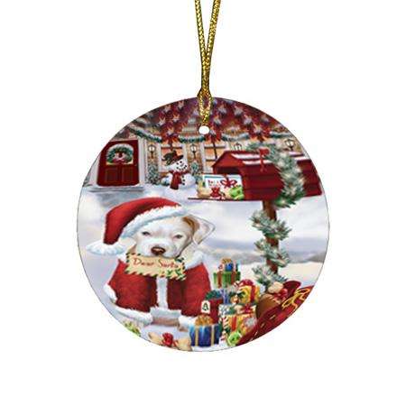Pit bull Dog Dear Santa Letter Christmas Holiday Mailbox Round Flat Christmas Ornament RFPOR53903