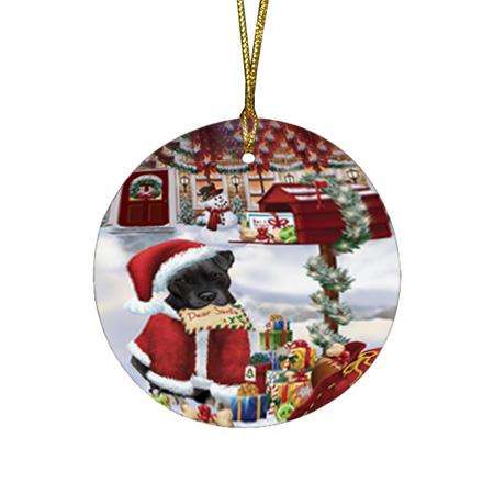 Pit bull Dog Dear Santa Letter Christmas Holiday Mailbox Round Flat Christmas Ornament RFPOR53905