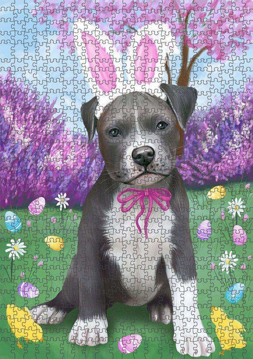 Pit Bull Dog Easter Holiday Puzzle with Photo Tin PUZL51564