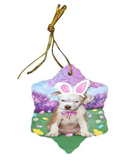 Pit Bull Dog Easter Holiday Star Porcelain Ornament SPOR49201