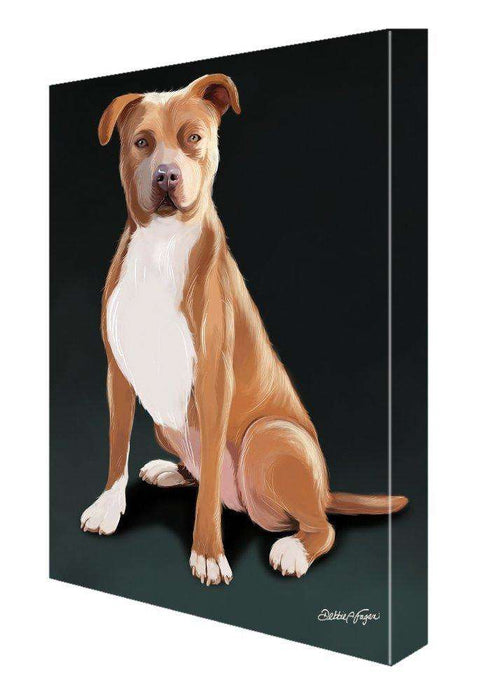 Pit Bull Dog Painting Printed on Canvas Wall Art Signed