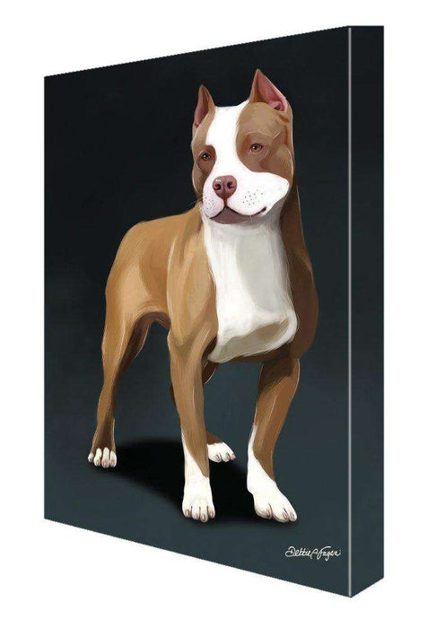 Pit Bull Dog Painting Printed on Canvas Wall Art Signed