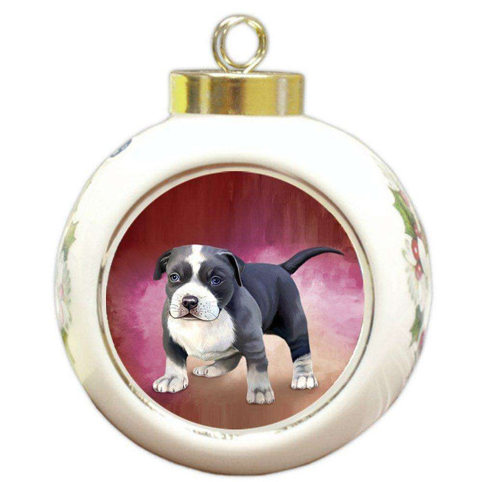 Pit Bull Dog Round Ball Christmas Ornament RBPOR48042