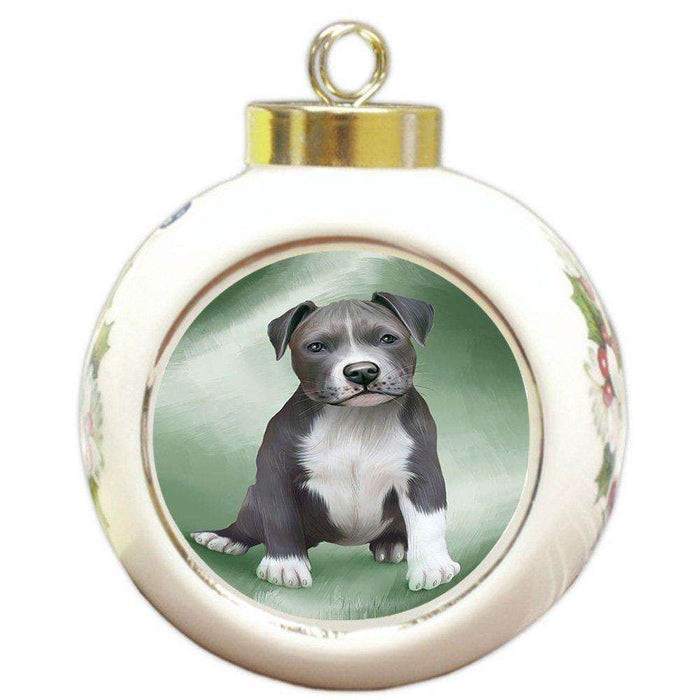 Pit Bull Dog Round Ball Christmas Ornament RBPOR48336