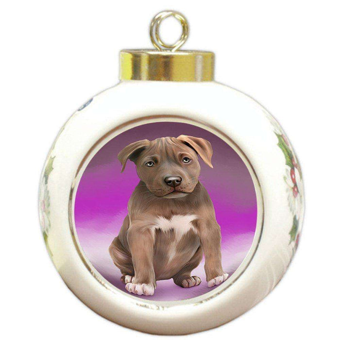 Pit Bull Dog Round Ball Christmas Ornament RBPOR48337