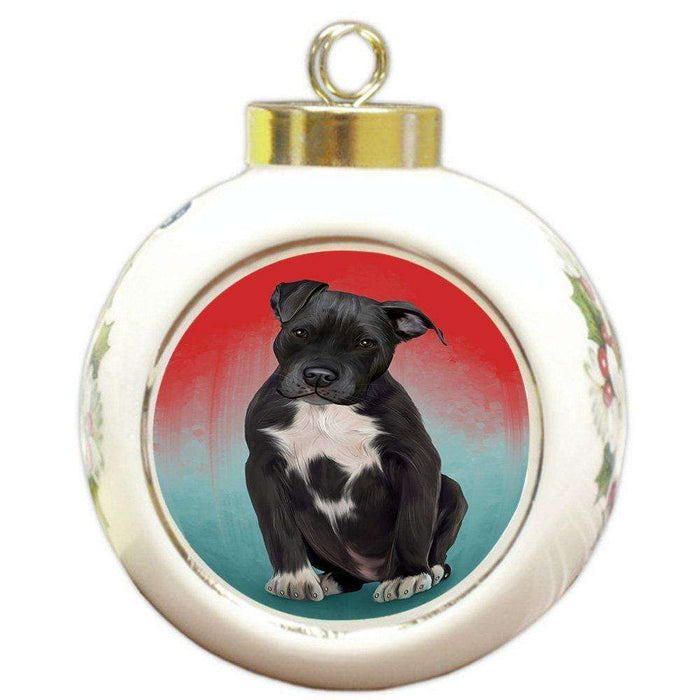 Pit Bull Dog Round Ball Christmas Ornament RBPOR48338