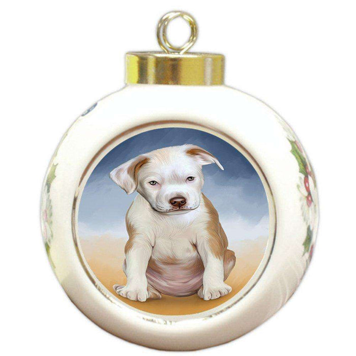 Pit Bull Dog Round Ball Christmas Ornament RBPOR48339