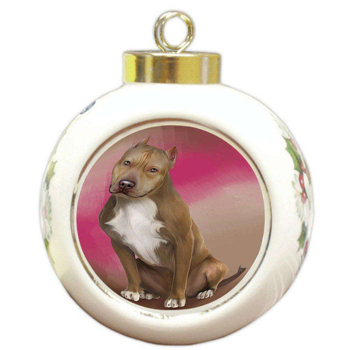 Pit Bull Dog Round Ball Christmas Ornament RBPOR48340