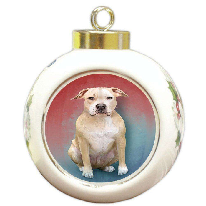 Pit Bull Dog Round Ball Christmas Ornament RBPOR48341