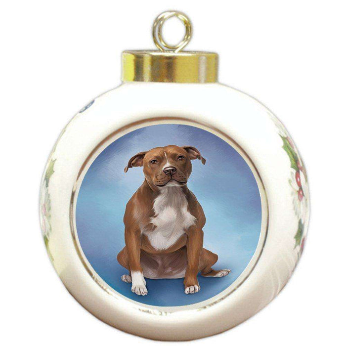 Pit Bull Dog Round Ball Christmas Ornament RBPOR48342