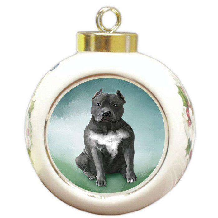 Pit Bull Dog Round Ball Christmas Ornament RBPOR48343