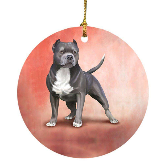 Pit Bull Dog Round Christmas Ornament